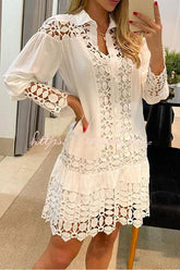 Vestido camisero con parche de encaje de guipur Chasing Love